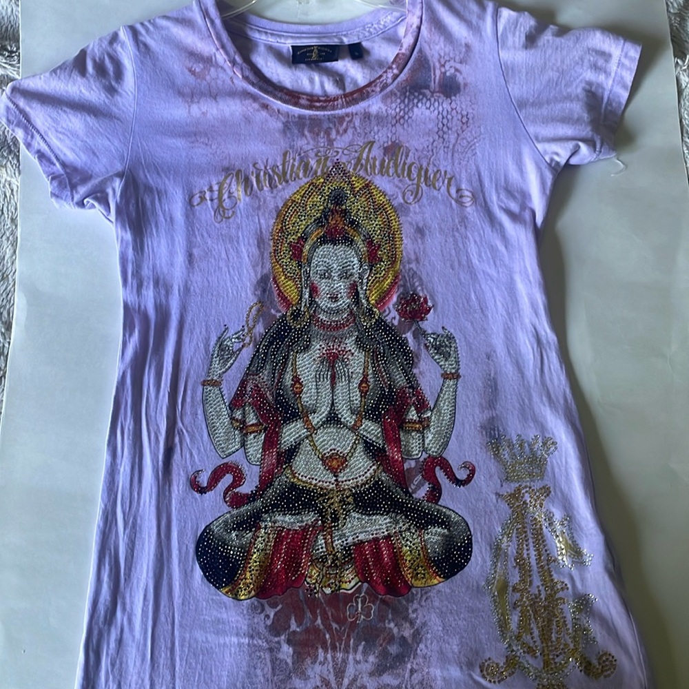 Christian Audigier Vishnu rhinestone T-shirt